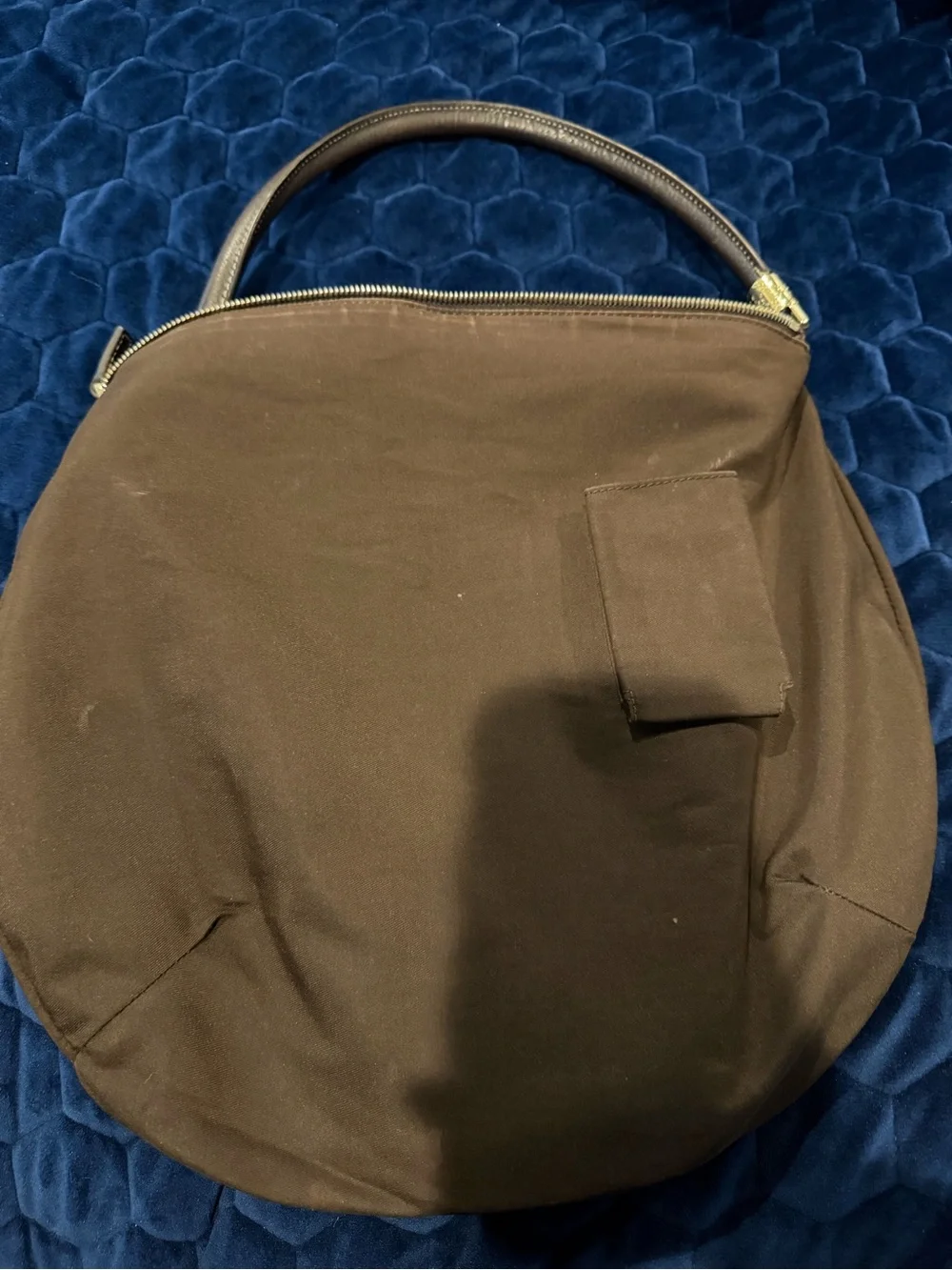 Gucci Beige Monogram Canvas Shoulder Bag with Brown Trim